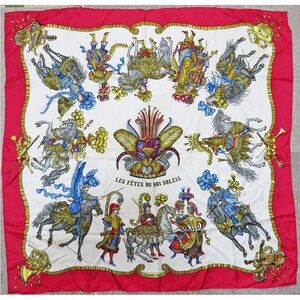 Hermes Red and Gold Scarf